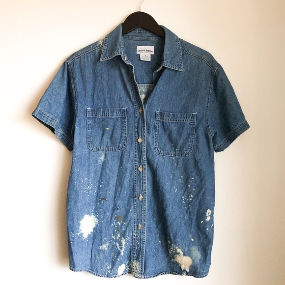 Bleach washed sunflower 🌻 jean shirt - Picture 2 of 8
